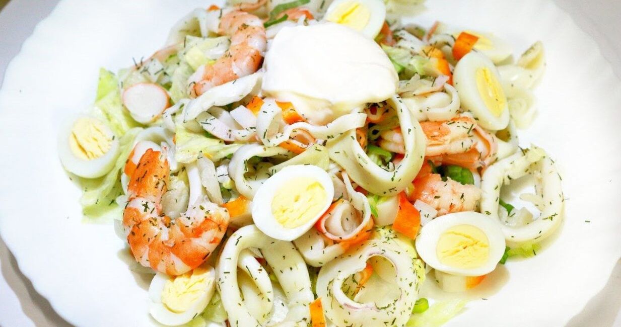 Plato de calamares con dieta proteica