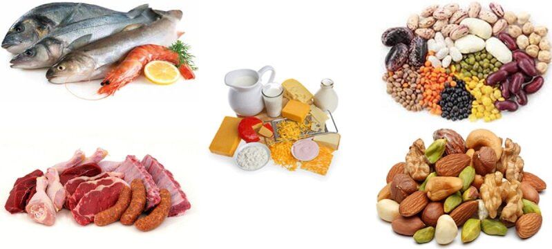 Productos proteicos en una dieta proteica.